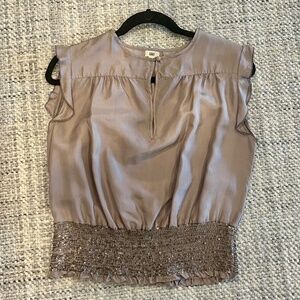 EDUN Sleeveless Lilac Silk Blouse Size Medium